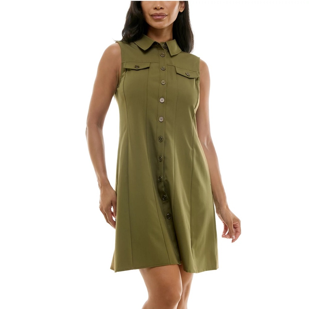 New Look Button Front military style dress olive color size Small